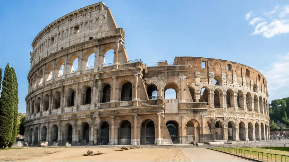 AI-generated image of the Colosseum in Rome in daylight.